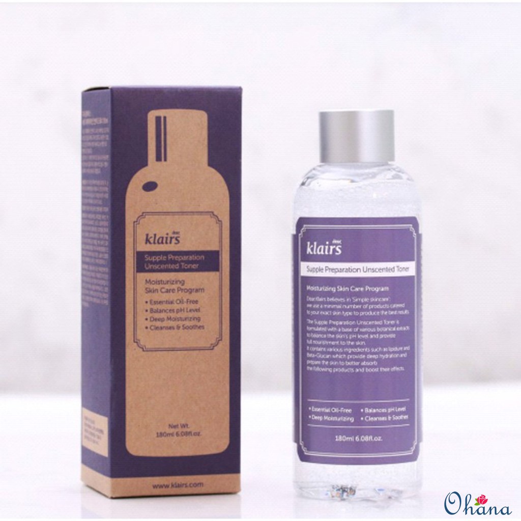 [Cực Hot] Nước hoa hồng Dear, Klairs Supple Preparation Toner 180ml