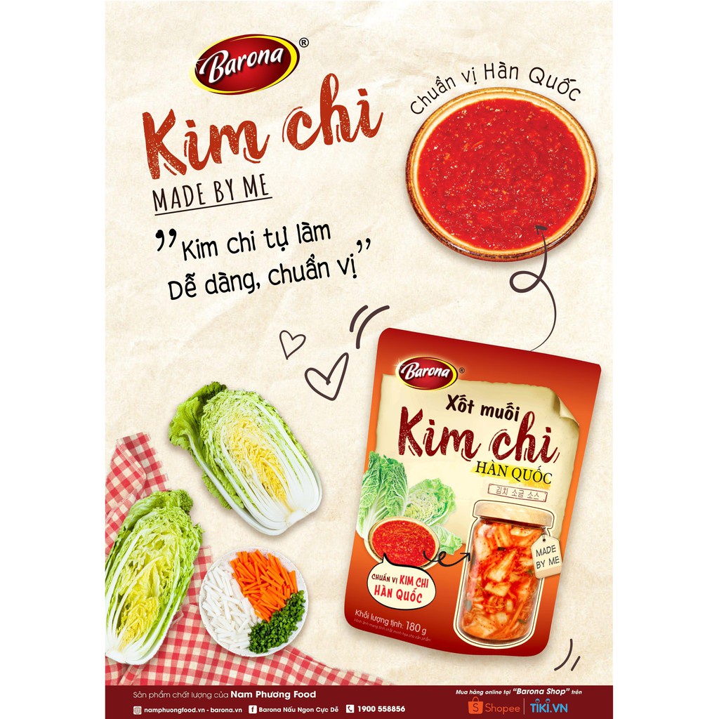 (HOT LIKE) Xốt làm kim chi muối korea BARONA 180g