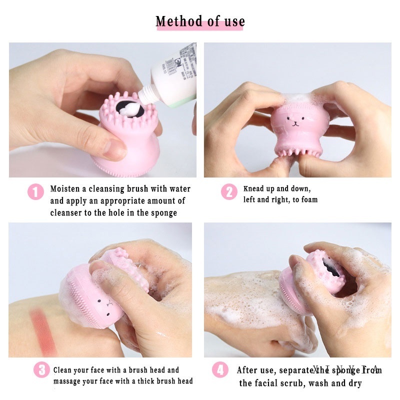 [Hàng mới về] Bàn chải rửa mặt silicon hình bạch tuộc cỡ nhỏ làm sạch lỗ chân lông