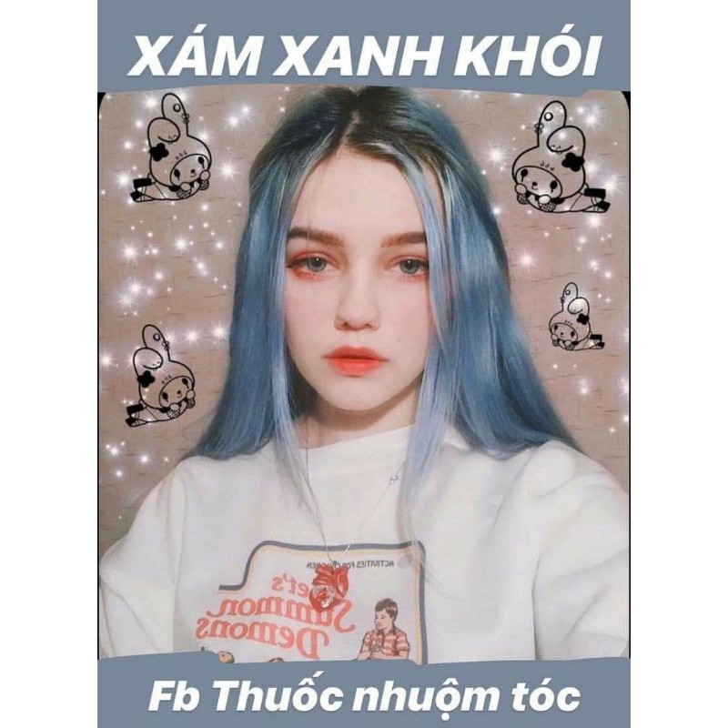 combo nhuộm xanh dương kèm oxi trợ nhuộm và combo tẩy