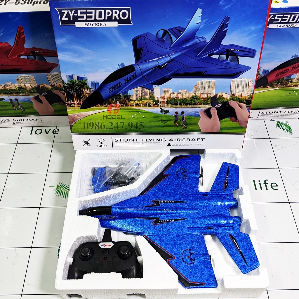 Máy Bay Điều Khiển Từ Xa Zy530 Pro. Xốp dẻo EPP siêu bền. Pin bay 15 phút, Size 44*33*12CM. Điều khiển 2 kênh, Xa 200m