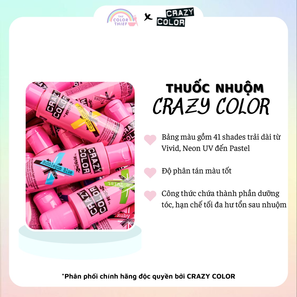 Thuốc Nhuộm Tóc Crazy Color Semi-Permanent màu đa dạng lâu phai - The Color Thief