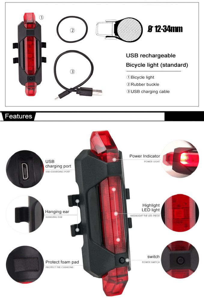 Đèn Led Chiếu Sáng Phía Trước Và Sau Xe Đạp Chống Nước Sạc Usb