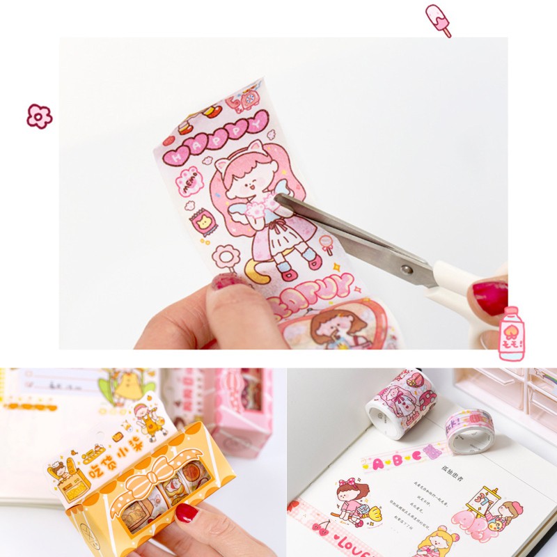Cuộn Băng Dính Washi Hình Cô Gái Vui Nhộn Trang Trí Sổ Lưu Niệm