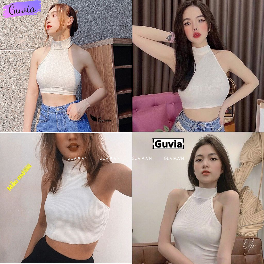 Áo Croptop YẾM CỔ LỌ Nữ Thun Gân Ulzzang Kiểu Ôm Body, Áo Thun Phong Cách Sexy Thời Trang GUVIA CR56