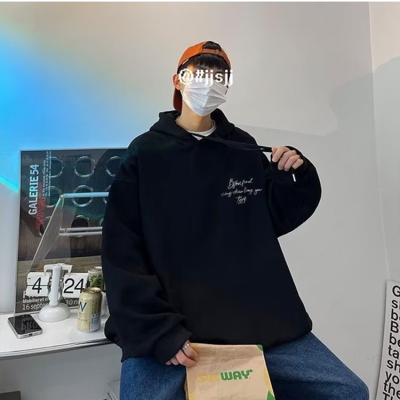 Áo Hoodie Nam Nữ Dáng Rộng Tay Dài In Chữ Và Ngôi Sao Thời Trang Mùa Thu