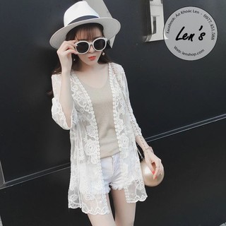 Áo Khoác Đi Biển Ren Hoa Hồng Nàng Len