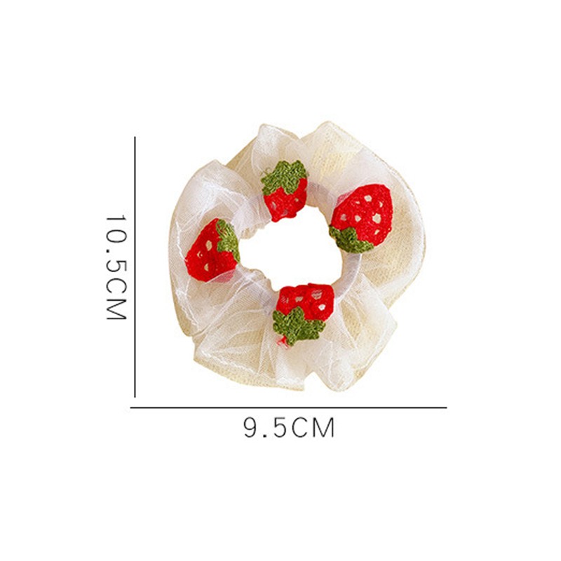Dây cột tóc Scrunchies Hàn Quốc vải voan thêu trái cây xinh xắn cho nữ