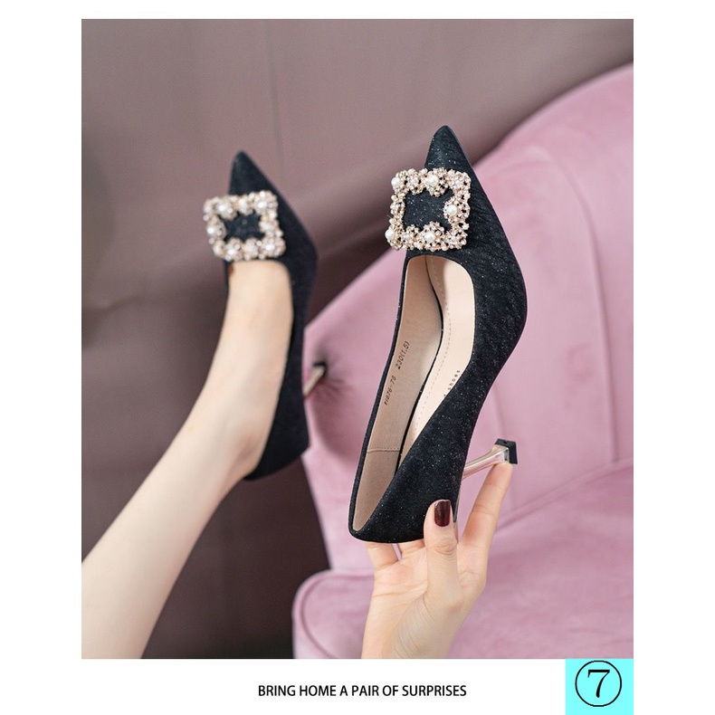 Giày Cao Gót Đính Đá Thời Trang Mùa Đông Hàng Mới Dành Cho Cô Dâu 2022