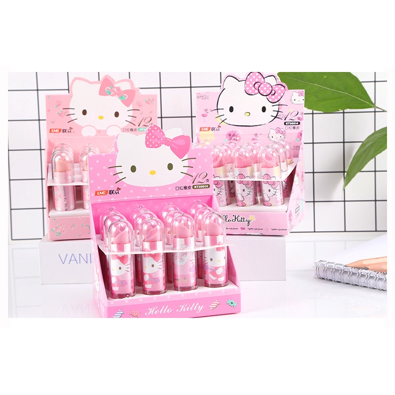 [Hàng mới về] Gôm tẩy 2 lõi hình Son Môi Hello Kitty xinh xắn cho bé đi học