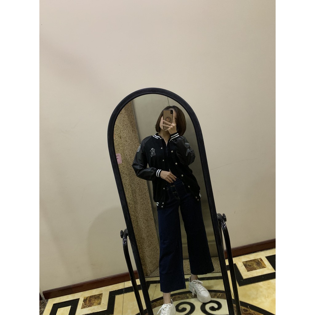 áo khoác bomber chất dạ mỏng pha tay da 1 màu đen thương hiệu T-Linh kèm ảnh thật | BigBuy360 - bigbuy360.vn