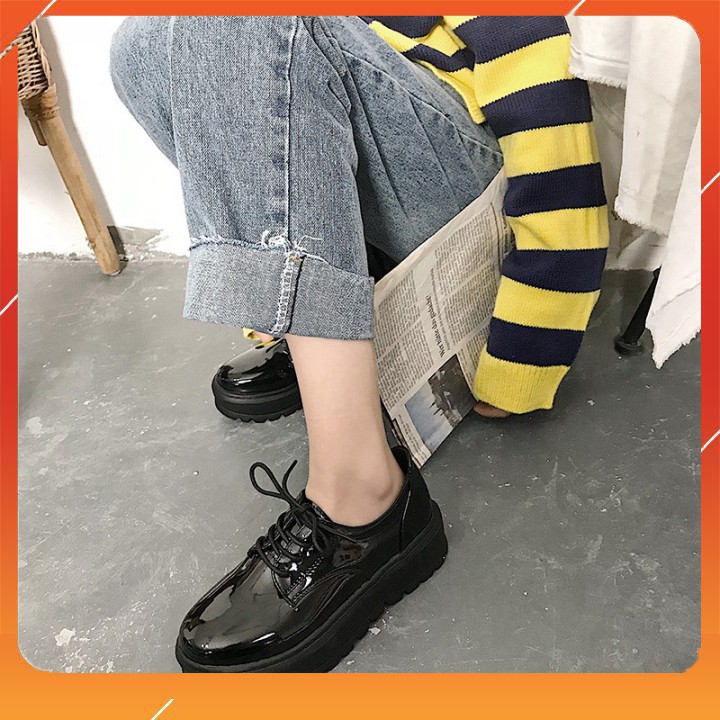 [CÓ SẴN]Giày ulzzang bánh mì da bóng đế cao 5cm phong cách Hàn Quốc