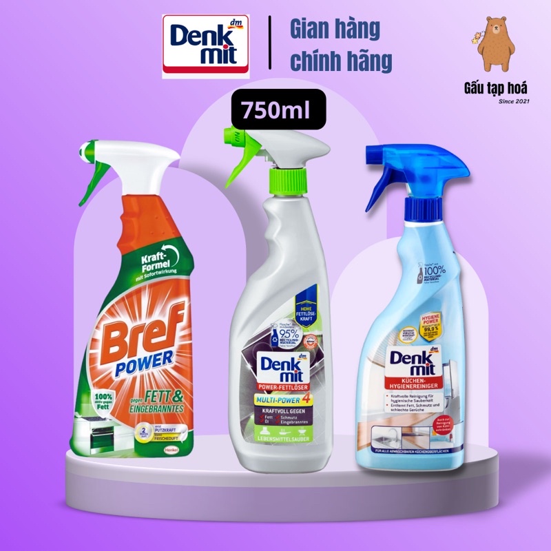Chai xịt tẩy dầu mỡ nhà bếp dùng lau bếp, vỉ nướng Power-Fettlöser Multi-Power 4, 750ml [Hàng Đức]