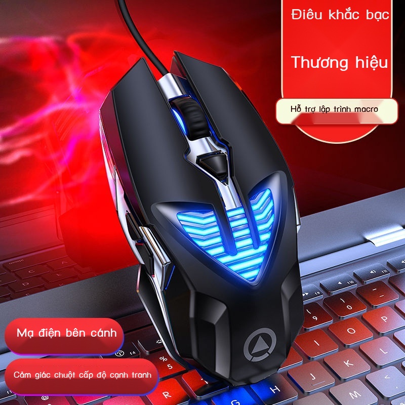 ₪✁☢Chuột trò chơi cơ khí G4 khắc bạc Máy tính game có dây USB máy văn phòng xách tay đa năng lập trình macro phát sáng