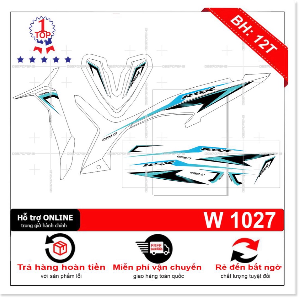 ( Quí khách vui lòng mang ra tiệm cho thợ dán ) Tem wave rsx 2014 trắng