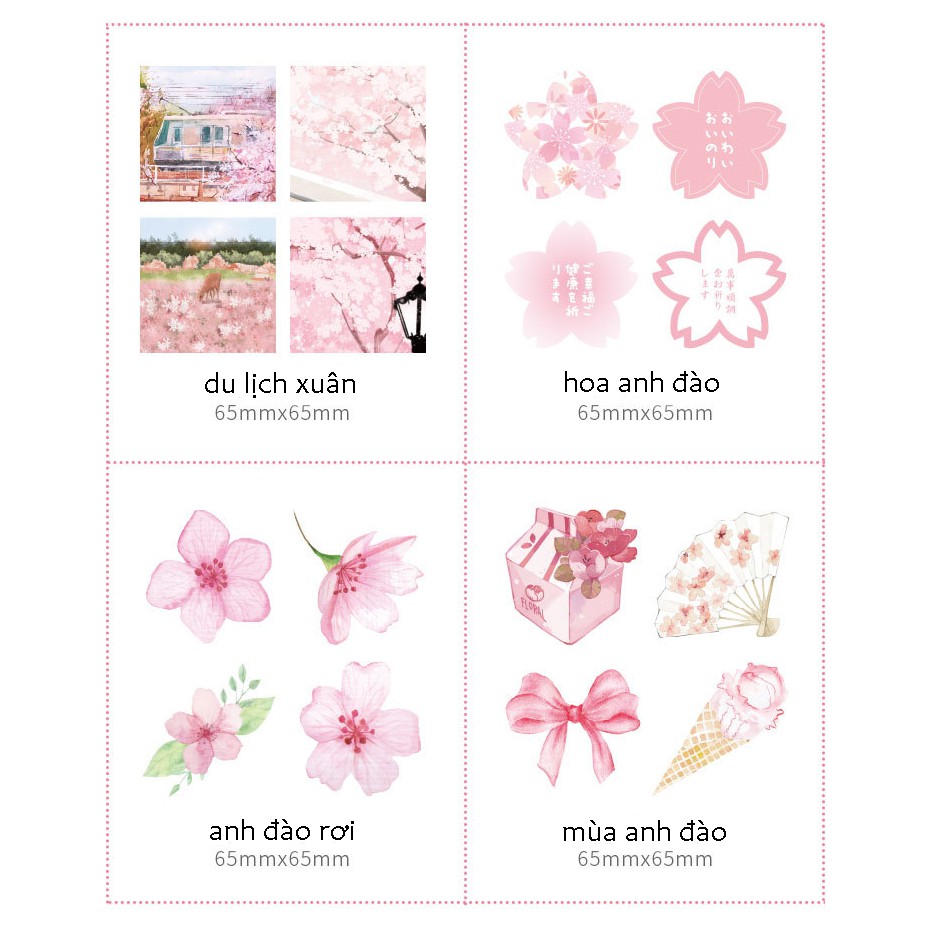 Bộ giấy note quỳ tím HOA ANH ĐÀO NỞ RỘ