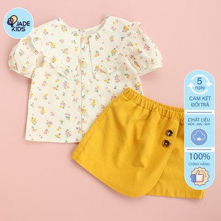 Đồ bộ bé gái JADEKIDS | Bộ đồ cho bé gái, áo đũi họa tiết hoa xinh, quần giả váy điệu cho bé từ 5kg tới 17kg