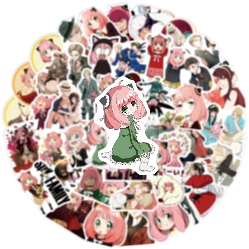 Bộ 50 Sticker Anya Spy X Family - Miếng dán decal chống nước hình dán Anya Loid Yor STK14