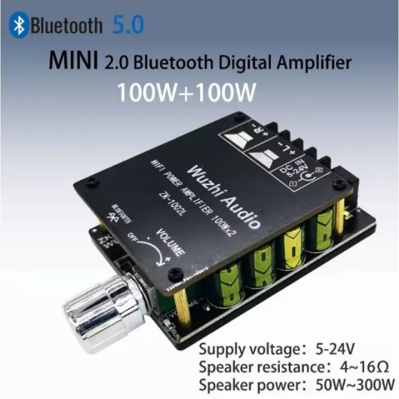 MẠCH CÔNG SUẤT CLASS D 100W x2 ZK-1002 HIFI TPA3116 tích hợp Bluetooth 5.0