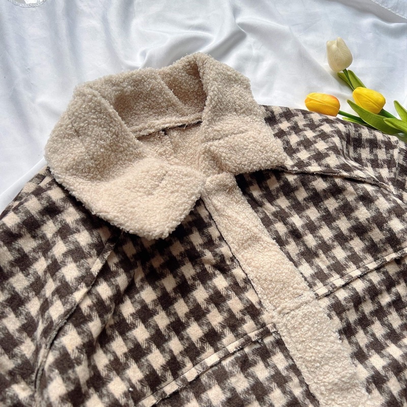 ÁO KHOÁC DẠ GINGHAM LÓT LÔNG CỪU HÀNG QUẢNG CHÂU