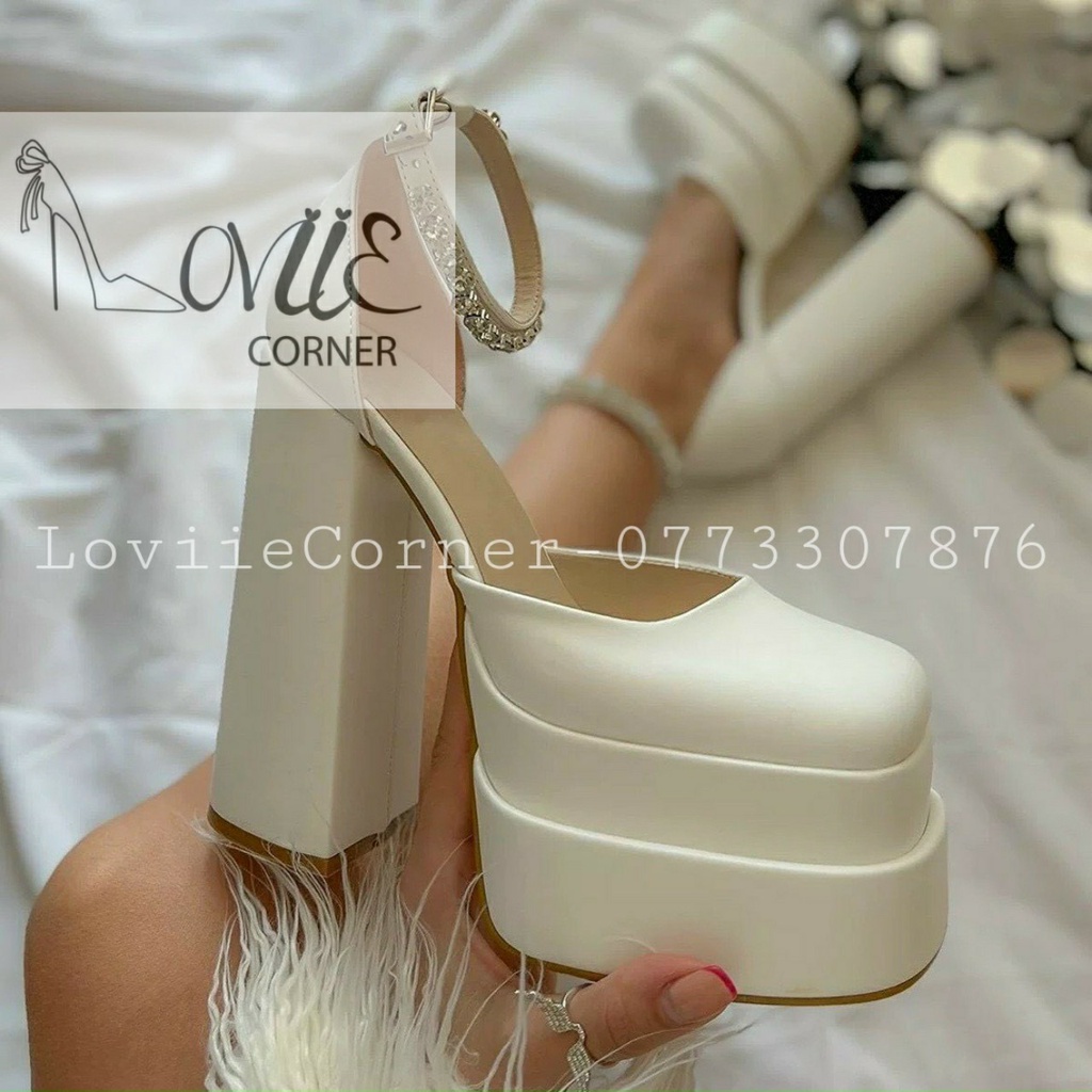 GIÀY THỜI TRANG LOVIIECORNER - GUỐC NỮ BÍT MŨI ĐÚP - GIÀY CAO GÓT DA XỊN QUAI CÀI XÍCH G220926