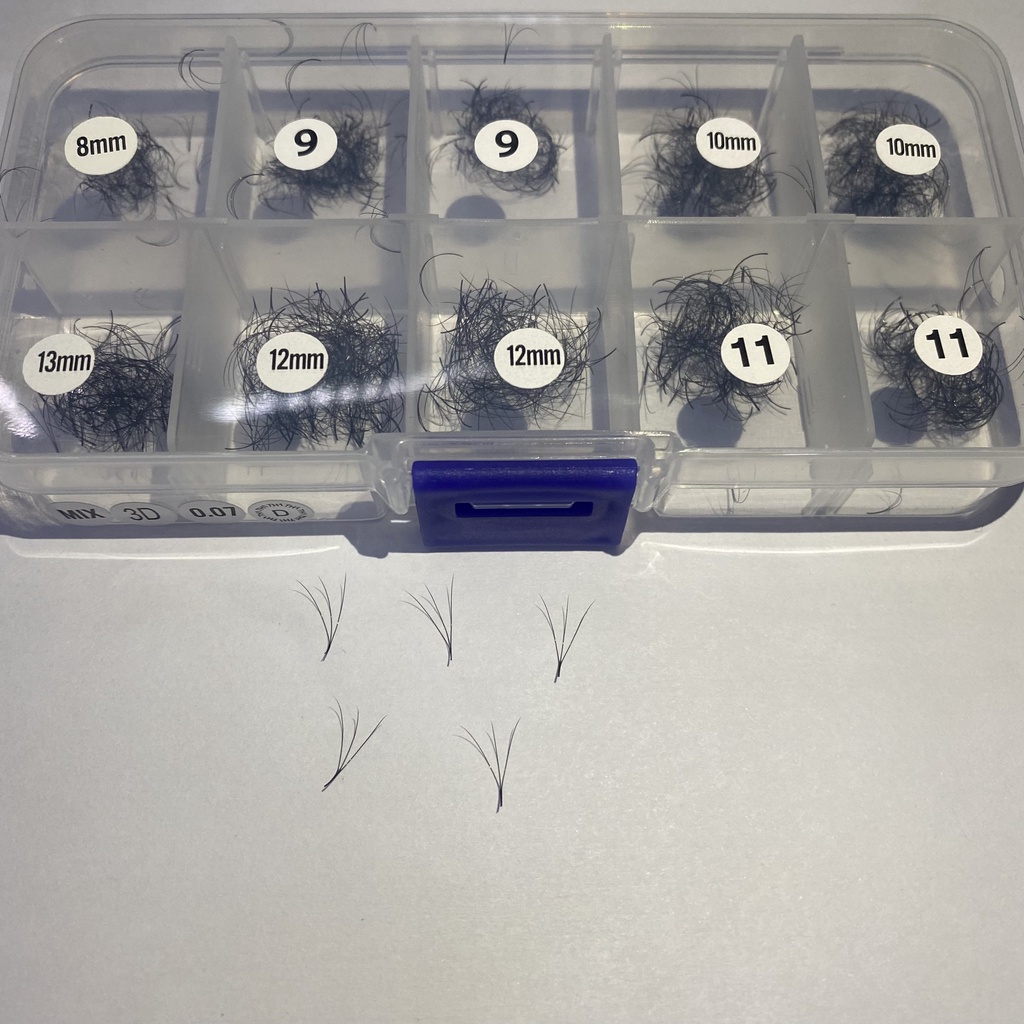 MI FAN 3D MIX (8-13) (9-15) mm _dày 0.07-CONG C-D HỘP 1000 FAN_DỤNG CỤ NỐI MI_THÚY HÀ