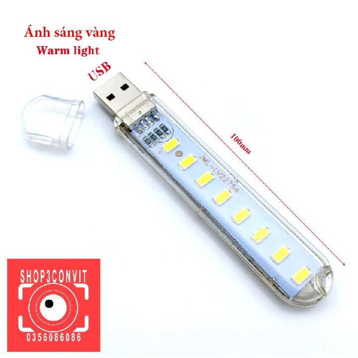 Đèn USB 8 LED ánh sáng vàng