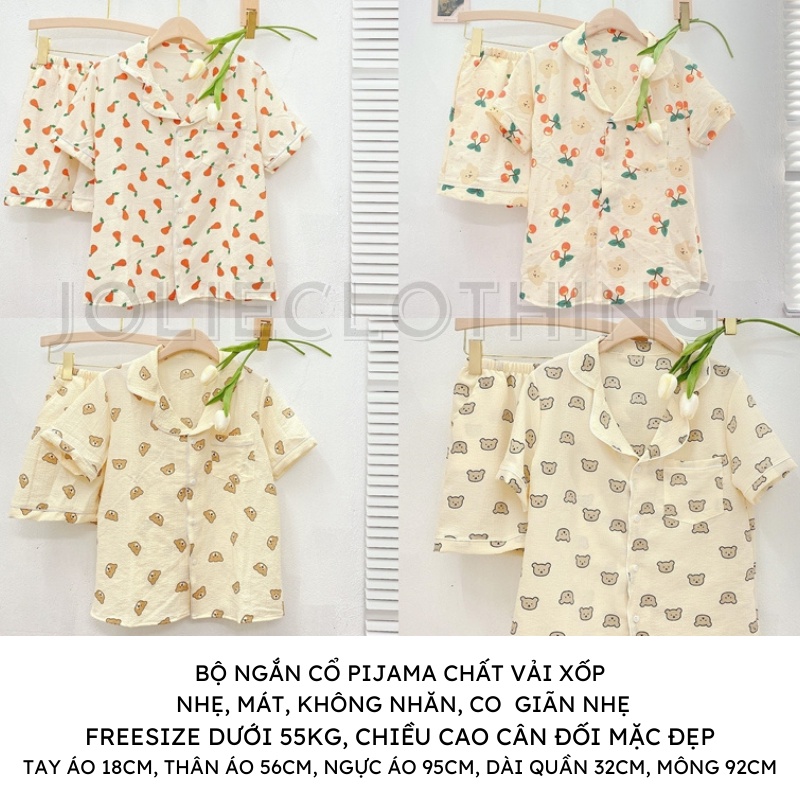 Đồ bộ pyjama mặc nhà tay ngắn, quần ngắn hình gấu, thỏ, vịt dễ thương, chất xốp