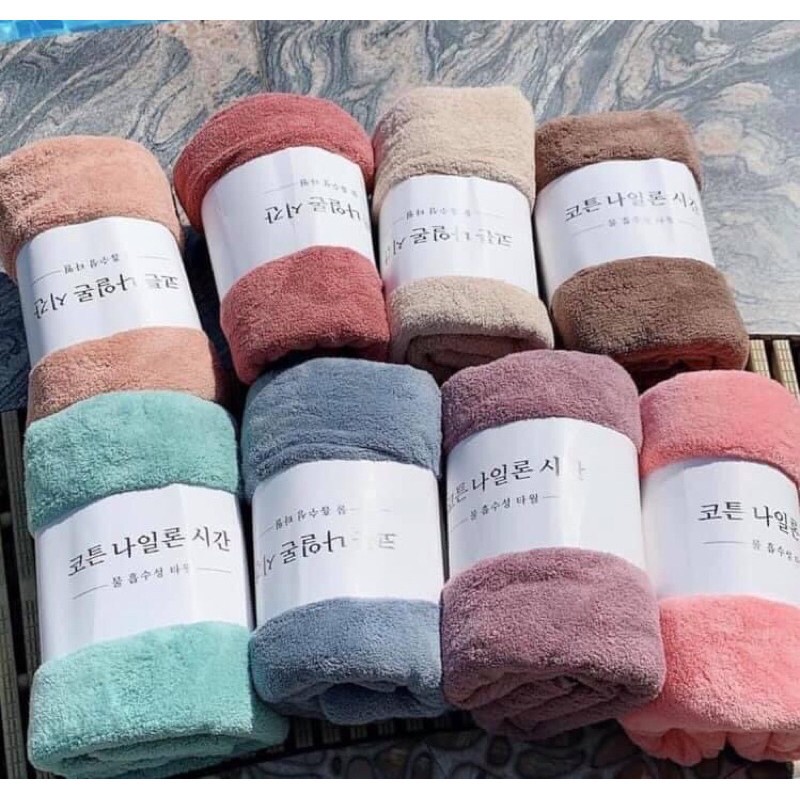 Khăn tắm lông cừu Hàn Quốc siêu thấm hút kích thước 70x1m4