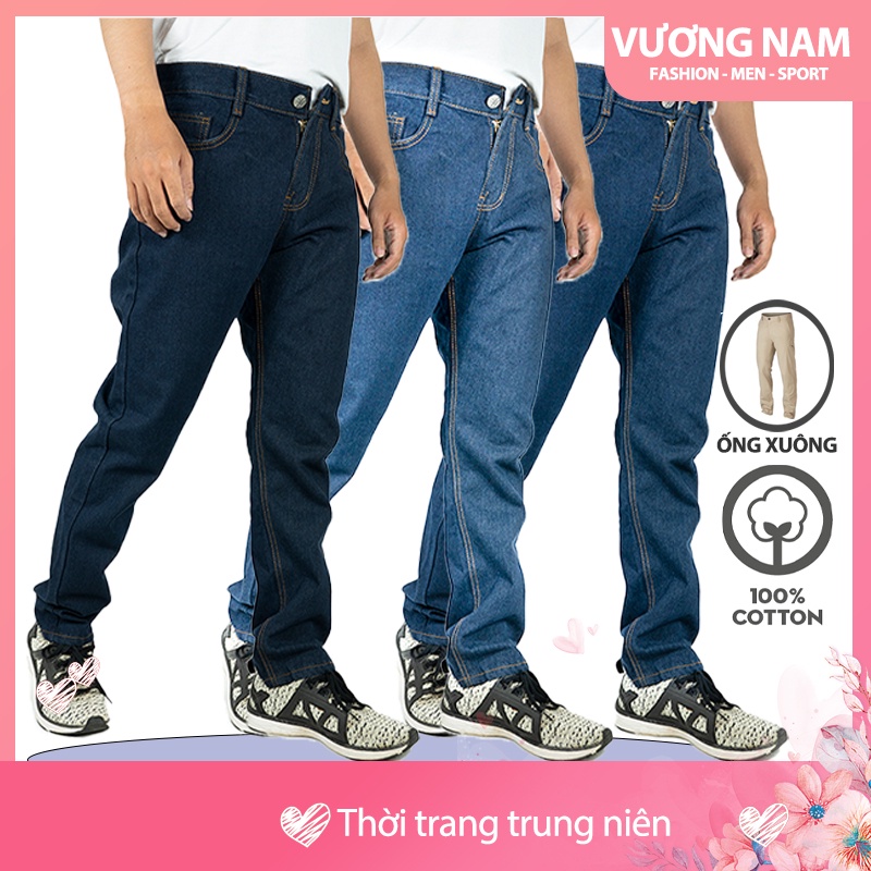 Quần jean nam ống suông trơn đẹp chất bò trung niên big size VN28K