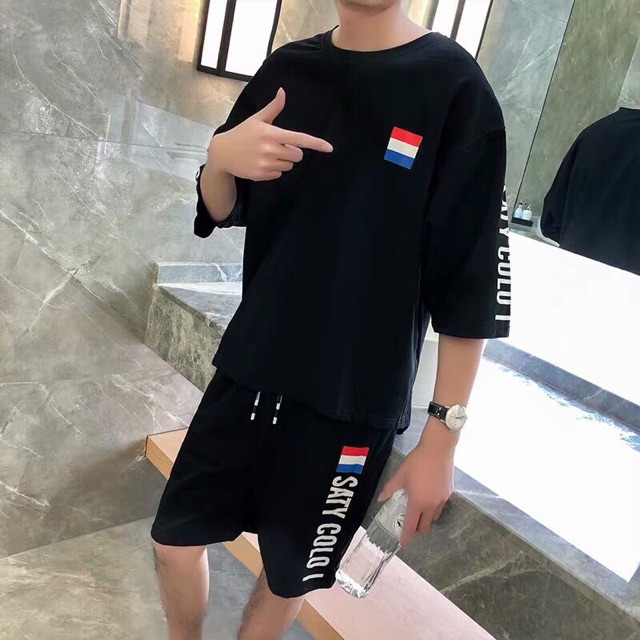Bộ đồ thể thao Saty mặc nhà đi chơi du lịch cực chất đen trắng size M-L giá sỉ
