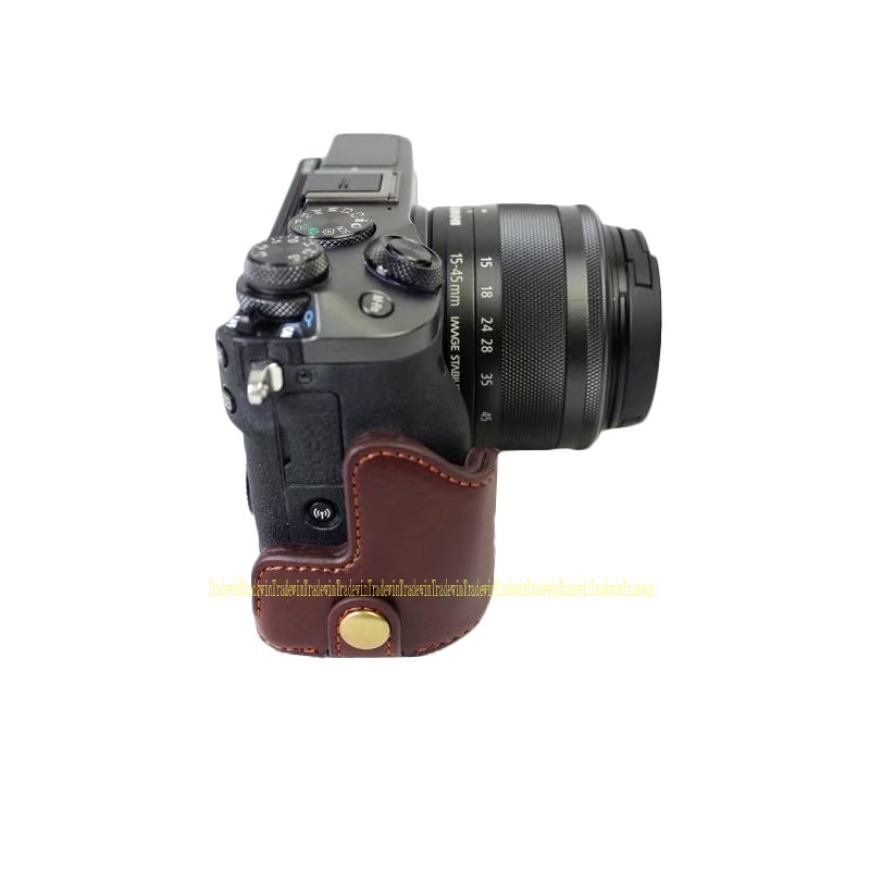 Bao da PU bảo vệ máy ảnh Canon Eos M6 có dây đeo tiện dụng