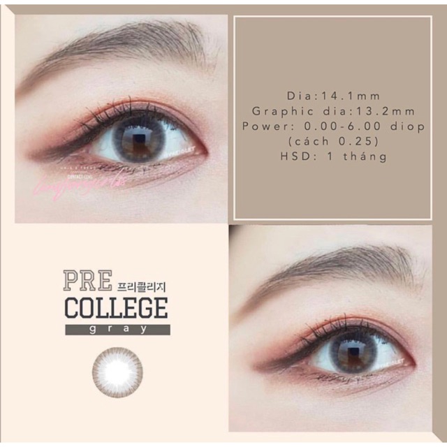 Kính áp tròng PRE COLLEGE GRAY của Lenstown (Hsd 1 tháng)