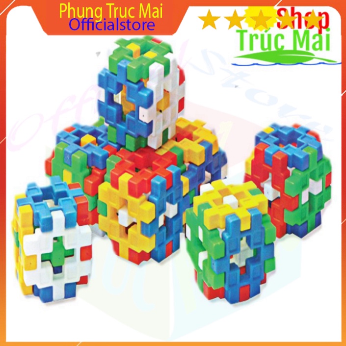 Bộ lego lắp ghép xếp hình đa năng 1Kg 55 cặp 110 chi tiết Nhựa an toàn không mùi made in Vietnam