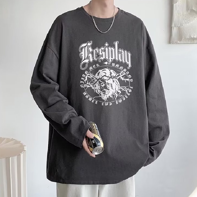 Áo Thun Tay Dài Dáng Rộng In Họa Tiết Hoạt Hình Phong Cách Hip Hop Nhật Bản Thời Trang Cho Nam Và Nữ size M-5XL