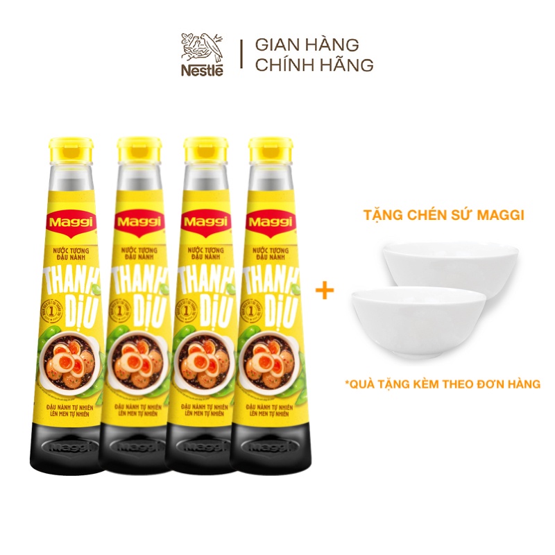 [Tặng chén sứ Maggi] Combo 4 chai nước tương 450ml