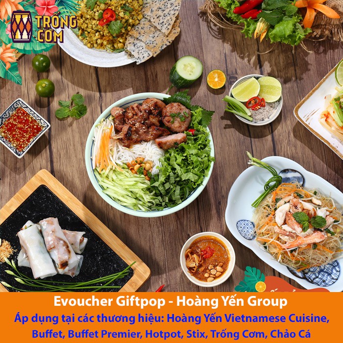 HCM [Evoucher] Áp dụng tại Hoàng Yến VN Cuisine, Buffet, Buffet Premier, Hotpot, Stix, Trống Cơm, Chảo Cá trị giá 200k