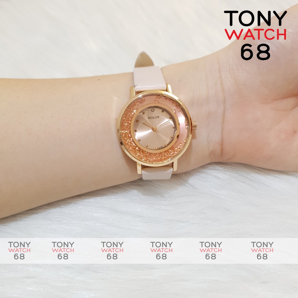 Đồng hồ nữ đeo tay Bolun đẹp chính hãng dây da chống nước 3ATM Tony Watch 68 | BigBuy360 - bigbuy360.vn