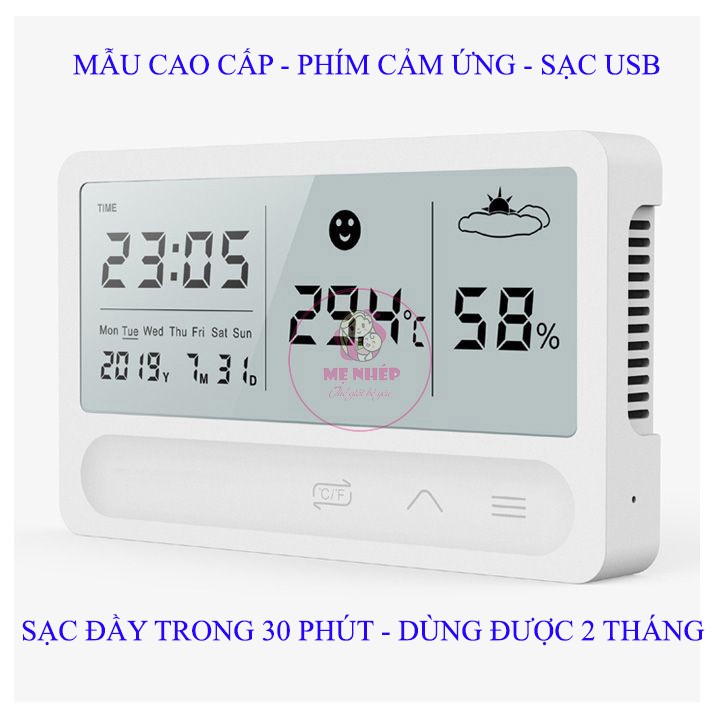 [Mẫu mới cao cấp] Nhiệt ẩm kế điện tử cao cấp 5 trong 1 dùng nút cảm ứng rất hiện đại