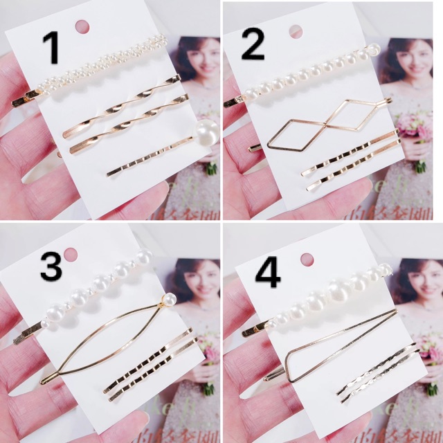 1 set kẹp tóc đính đá