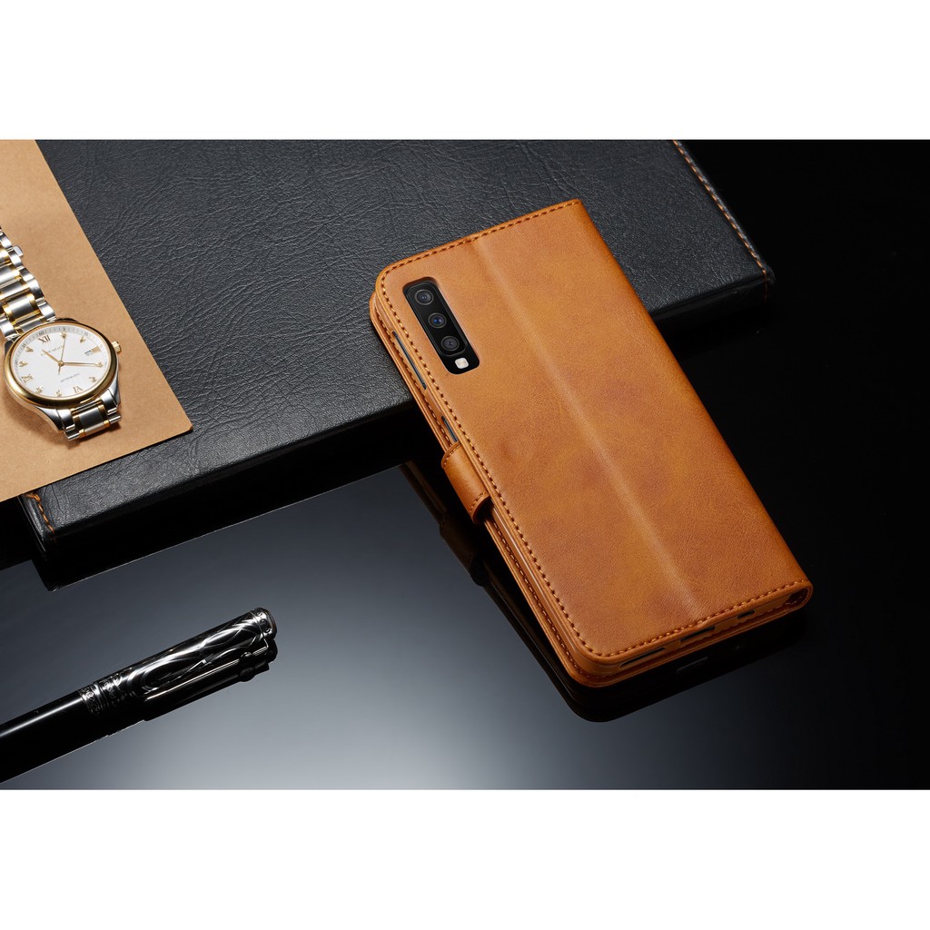 Bao da điện thoại màu trơn có ngăn để thẻ tiện dụng cho Samsung A7 A9 2018 A9s A750 | BigBuy360 - bigbuy360.vn