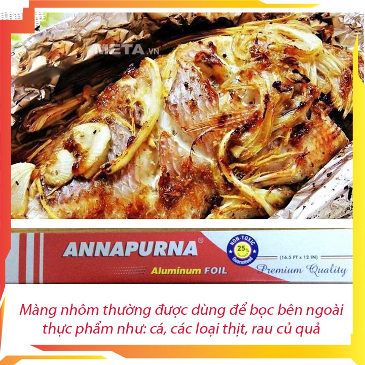 [DEAL TỐT] Combo 2 Cuộn giấy bạc bọc và bảo quản thức ăn Màng Nhôm Annapurna 16.5 PT x 17.84 IN