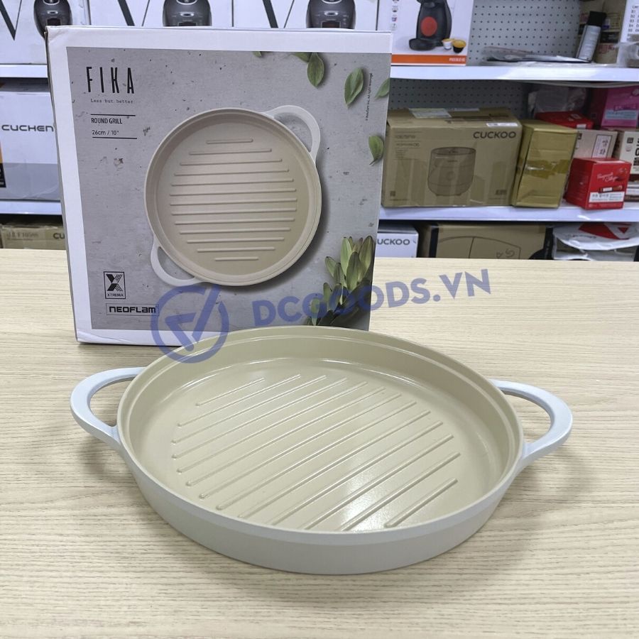 Chảo nướng đúc nguyên khối bọc gốm Fika size 26cm - Chảo nướng Hàn Quốc