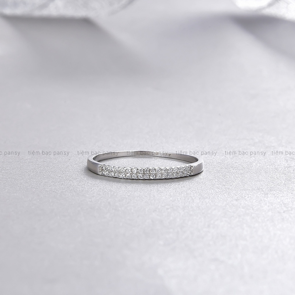 Nhẫn bạc nữ PANSY 2 hàng đá lấp lánh, nhẫn nữ bạc thật 925 giá rẻ