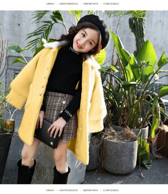 Áo khoác dạ dáng dài dành cho bé gái