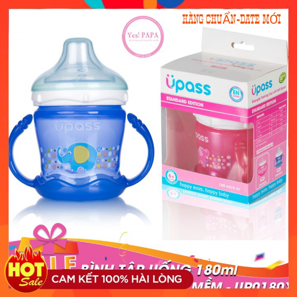 Bình tập uống 180ml Upass có núm hút mềm / UP0180X / cho bé từ 6 tháng tuổi