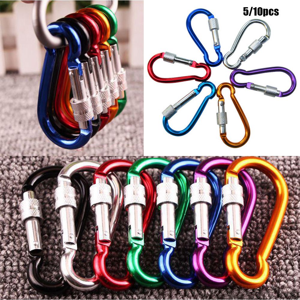 5/ 10 móc khóa leo núi bằng hợp kim nhôm nhiều màu sắc tùy chọn