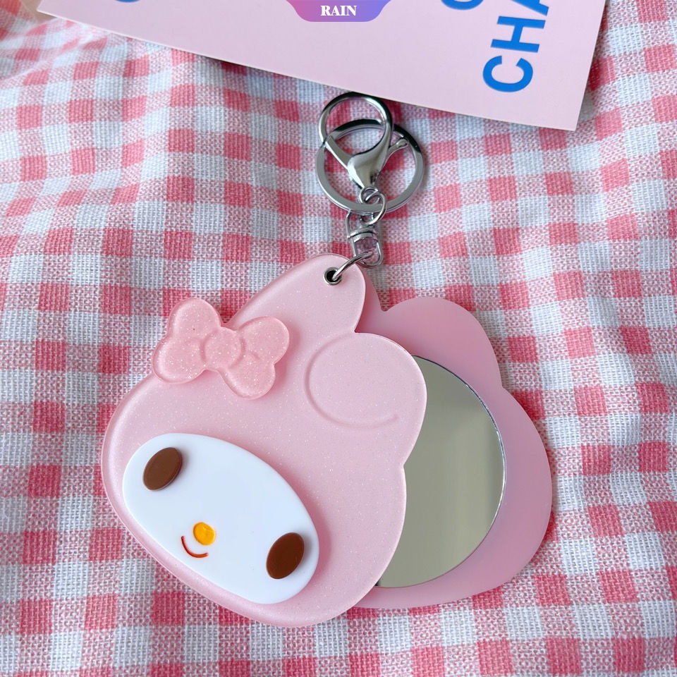Sanrio Móc Khóa Hình Búp Bê Cinnamoroll Kuromi My Melody Hello Kitty Lấp Lánh Nhỏ Hình Tròn Nhỏ