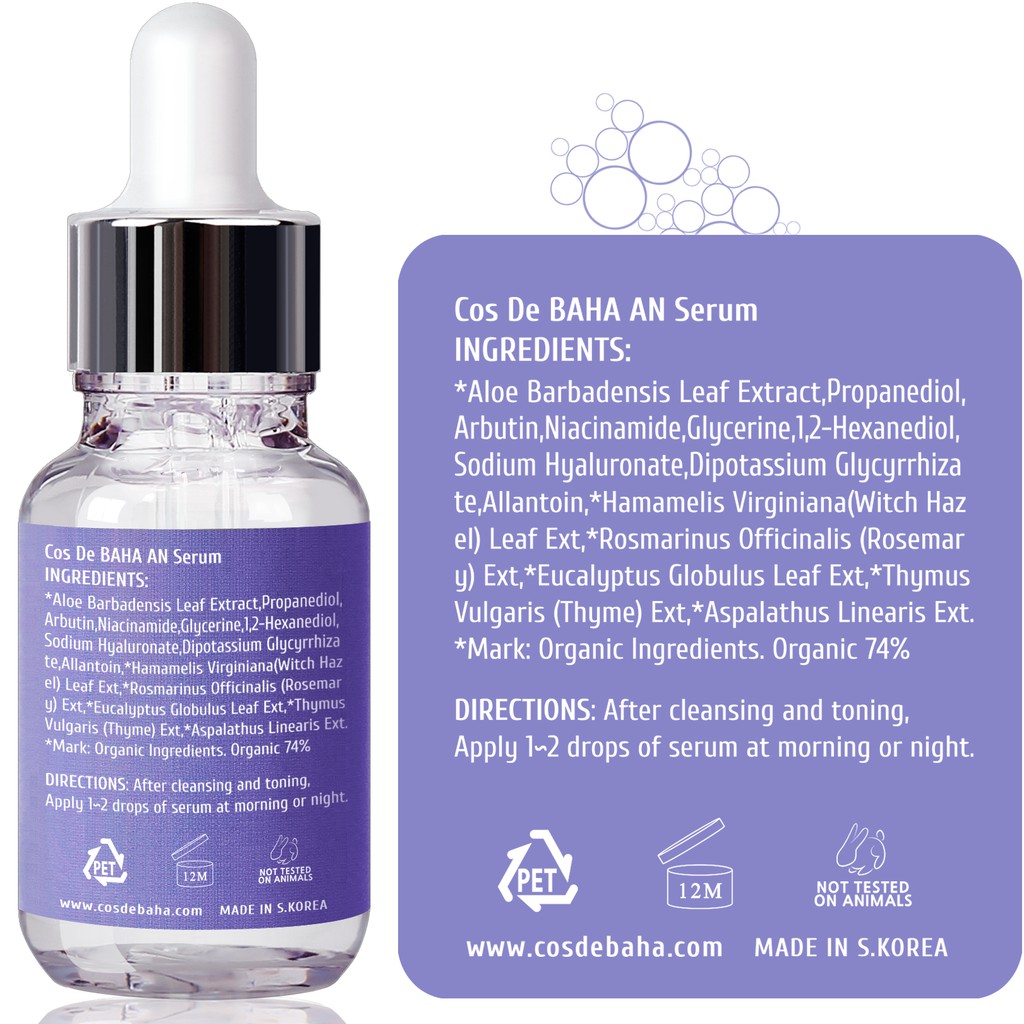 Serum Cos De BAHA AN Serum30Ml: 30ml Chứa Arbutin 5% + Vitamin B3 Niacinamide 5% + Hyaluronic Acid Dưỡng Ẩm Làm Trắng Da Và Cải Thiện Vết Thâm