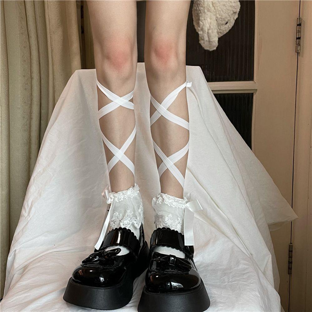 Vớ Phối Ren Dây Chéo Phong Cách Lolita Dễ Thương Dành Cho Nữ VANES1